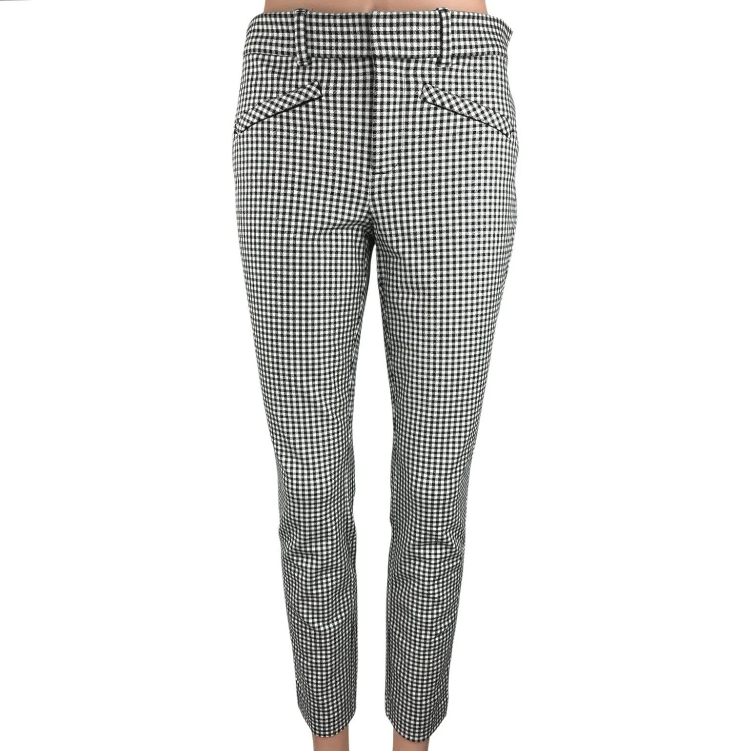 Gap Black White Gingham Check Mid Rise Stretch Skinny Ankle Casual Pants Size 2