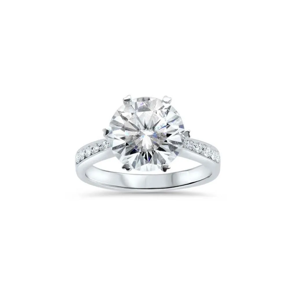 GEMORIE “Grace” 4ctw Moissanite Channel Set 18k White Gold Ring 