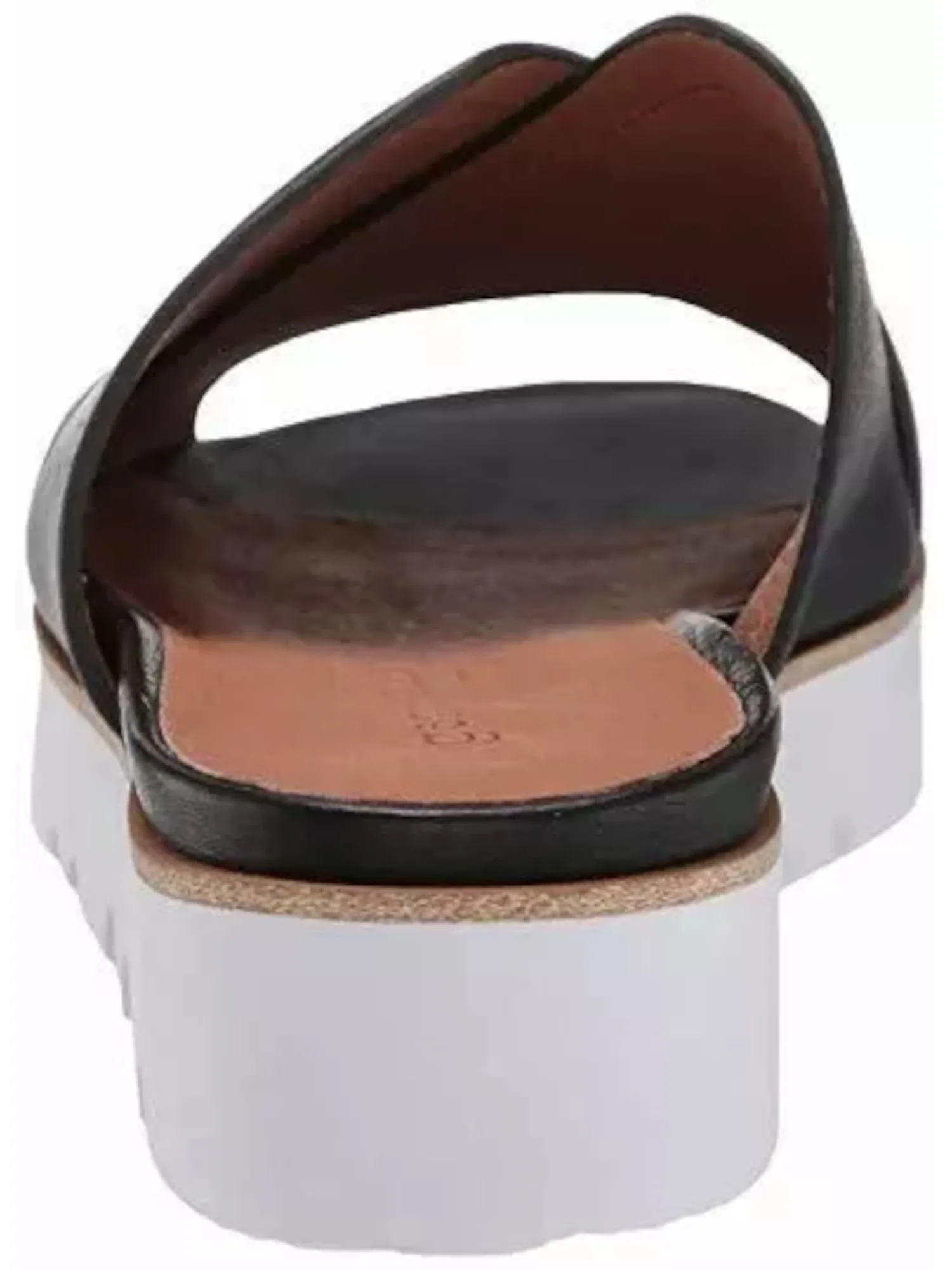 GENTLE SOULS KENNETH COLE Womens Black Cross Strap Padded Lavern Round Toe Wedge Slip On Leather Slide Sandals Shoes