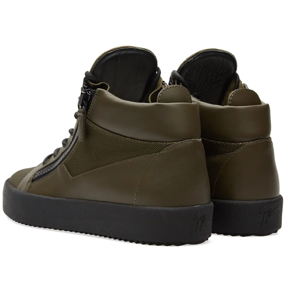 Giuseppe Zanotti Ballistic Double Zip Mid SneakerMilitary Green