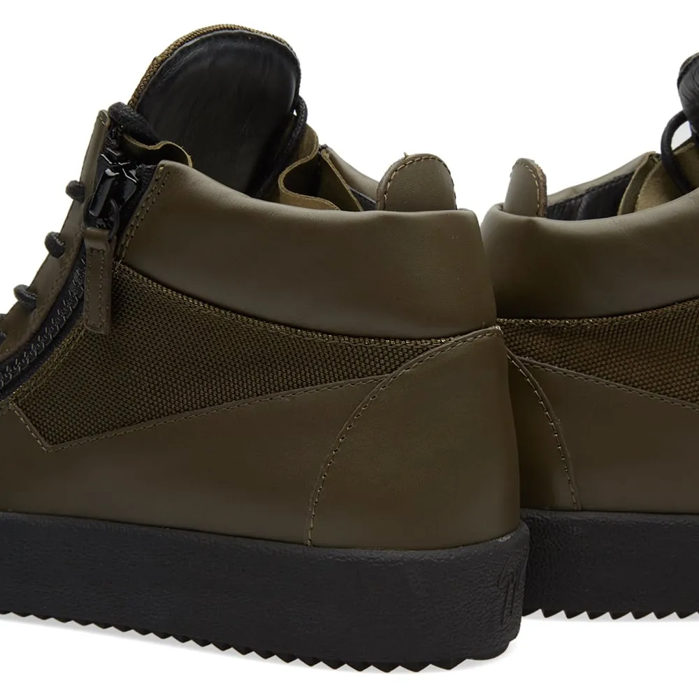 Giuseppe Zanotti Ballistic Double Zip Mid SneakerMilitary Green