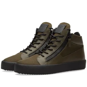 Giuseppe Zanotti Ballistic Double Zip Mid SneakerMilitary Green