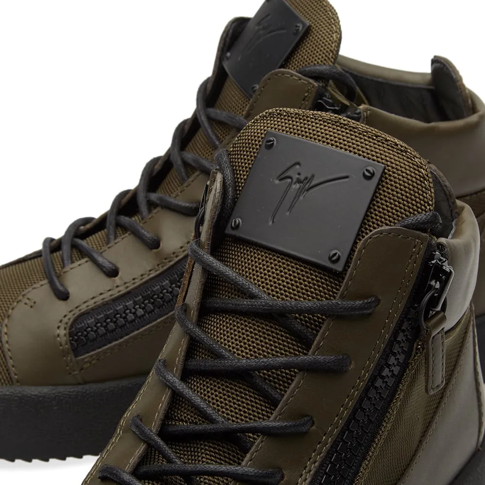 Giuseppe Zanotti Ballistic Double Zip Mid SneakerMilitary Green