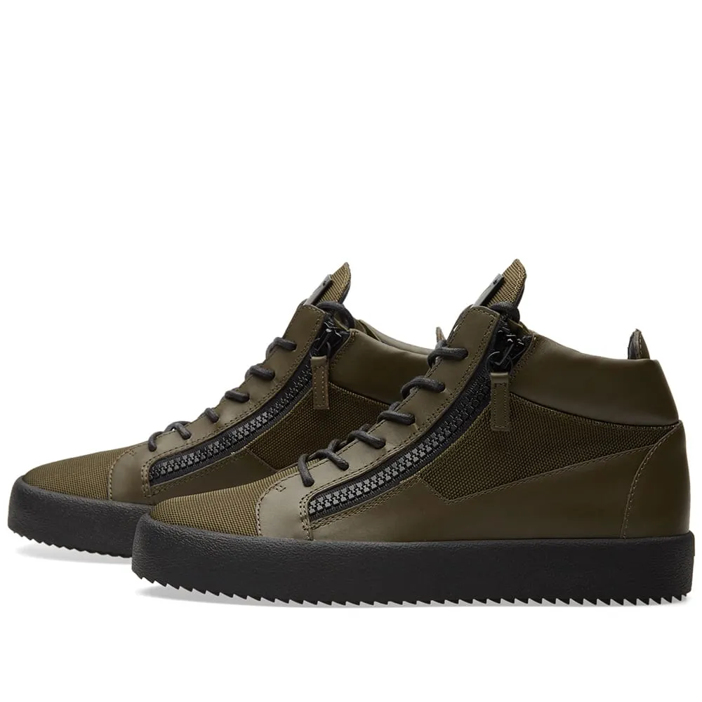 Giuseppe Zanotti Ballistic Double Zip Mid SneakerMilitary Green