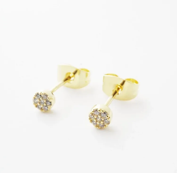 Gold Crystal Mini Circle Studs