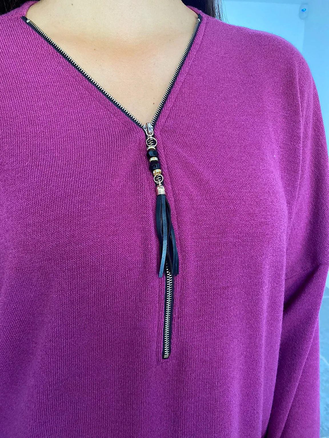 Grape Tassel Zip Top Sinead