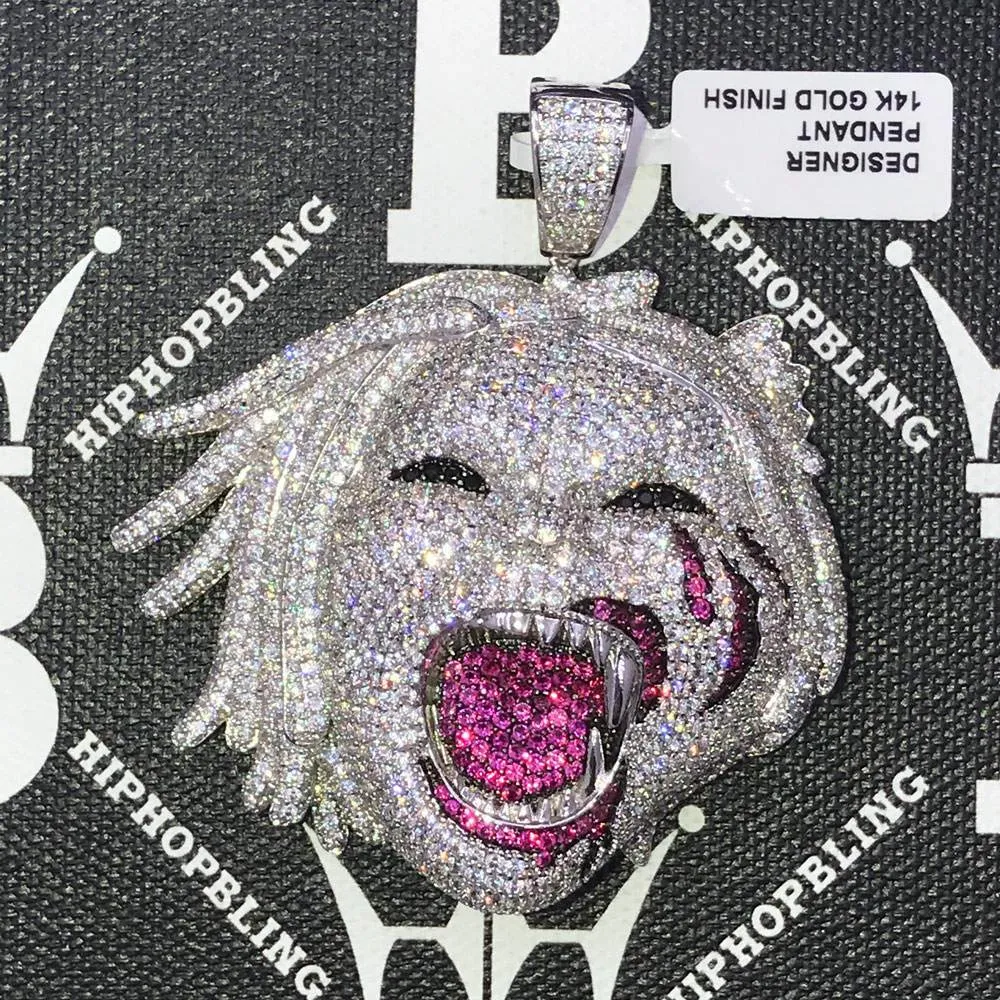 Half Man Half Beast CZ Hip Hop Bling Bling Pendant