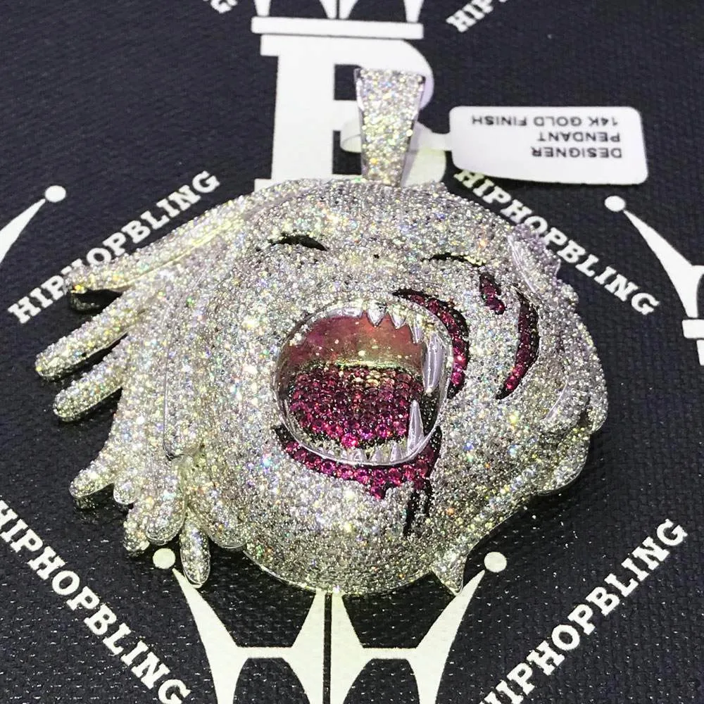 Half Man Half Beast CZ Hip Hop Bling Bling Pendant