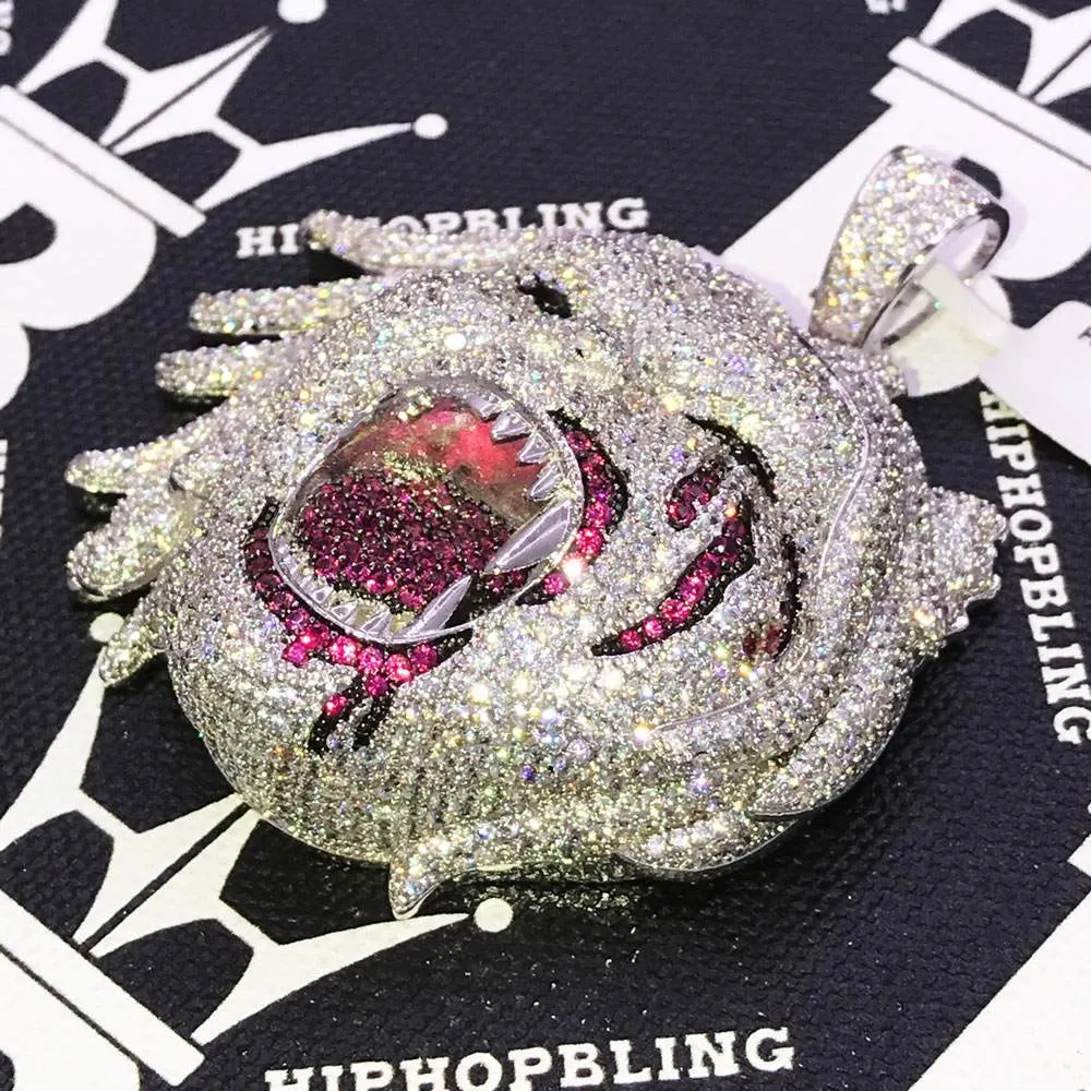 Half Man Half Beast CZ Hip Hop Bling Bling Pendant