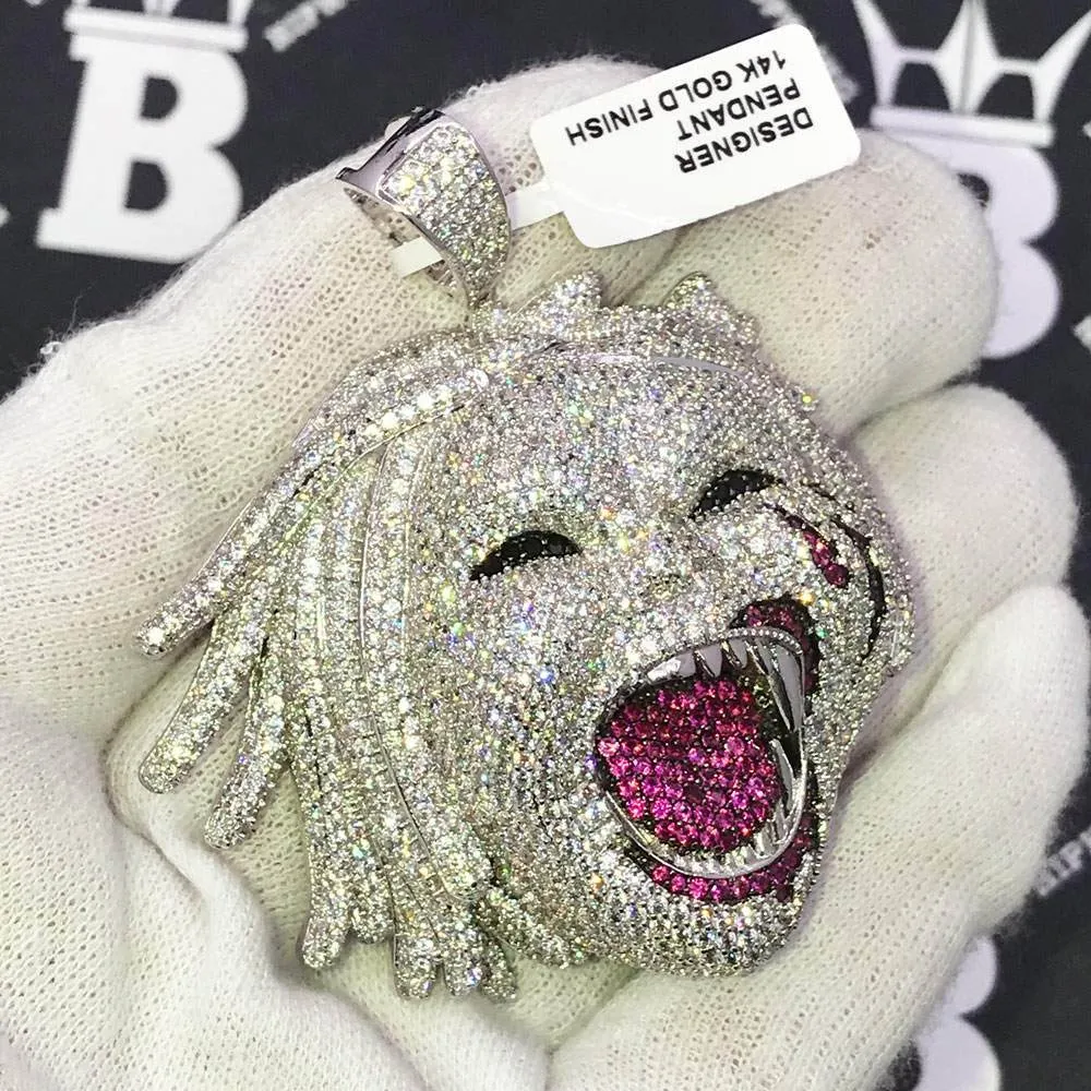 Half Man Half Beast CZ Hip Hop Bling Bling Pendant