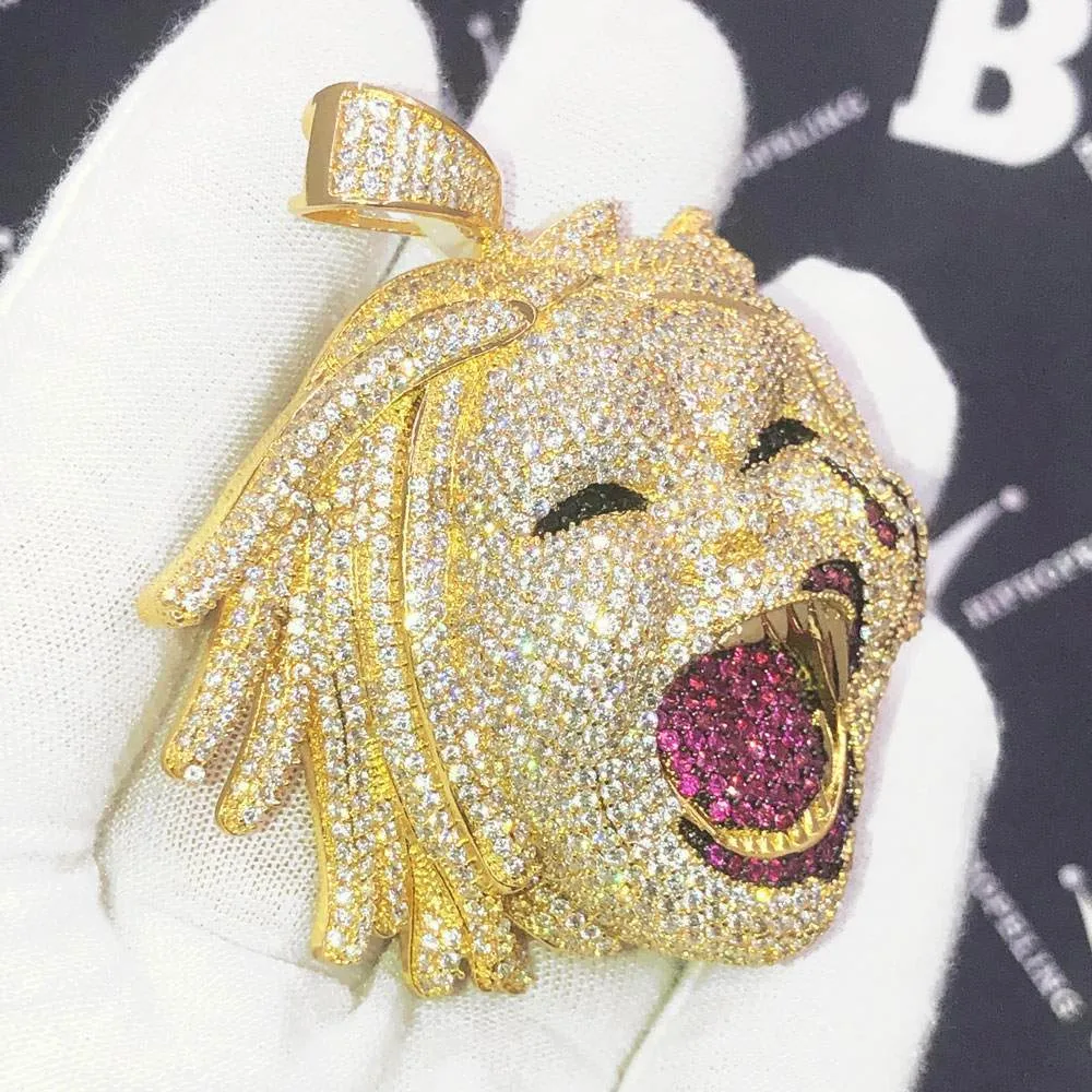 Half Man Half Beast CZ Hip Hop Bling Bling Pendant