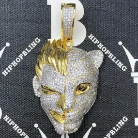 Half Man Half Tiger CZ Hip Hop Bling Bling Pendant