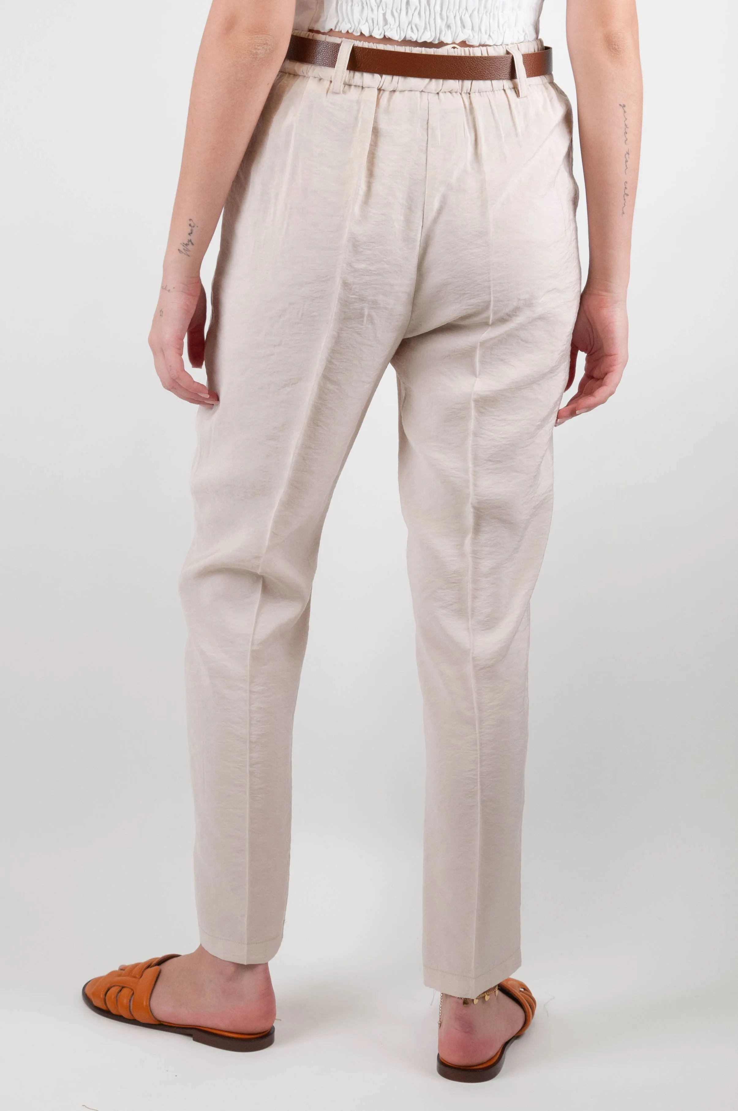 Haveone - Pantalone slim in modal con elastico sul retro