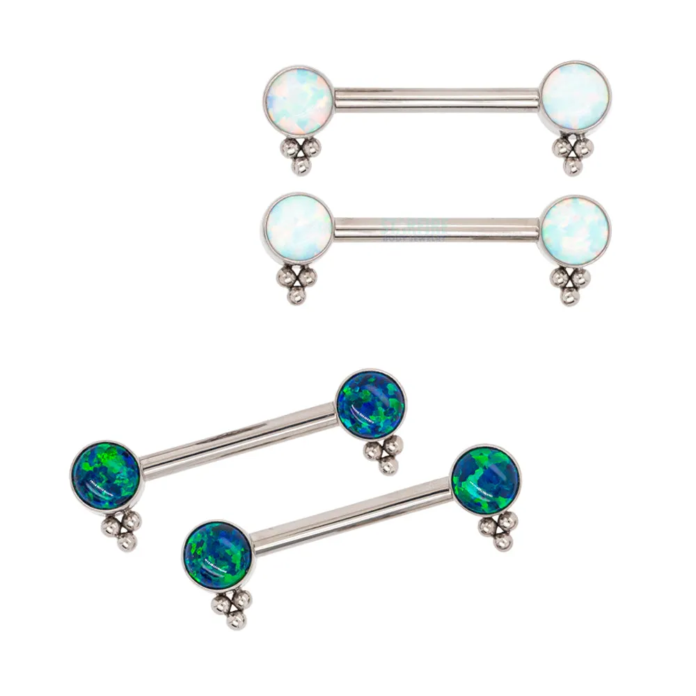 HC1TT 'Haute Couture' Side Set Opal Nipple Barbells - pair