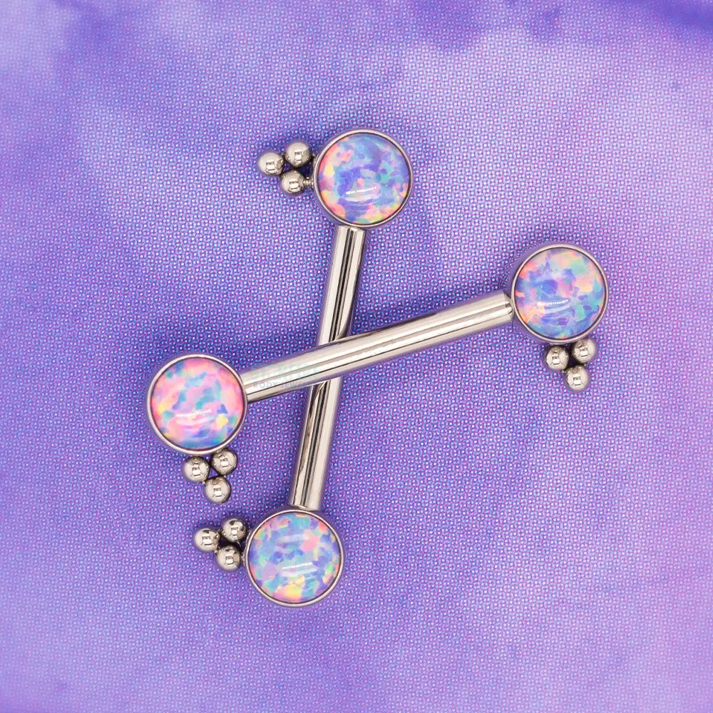 HC1TT 'Haute Couture' Side Set Opal Nipple Barbells - pair