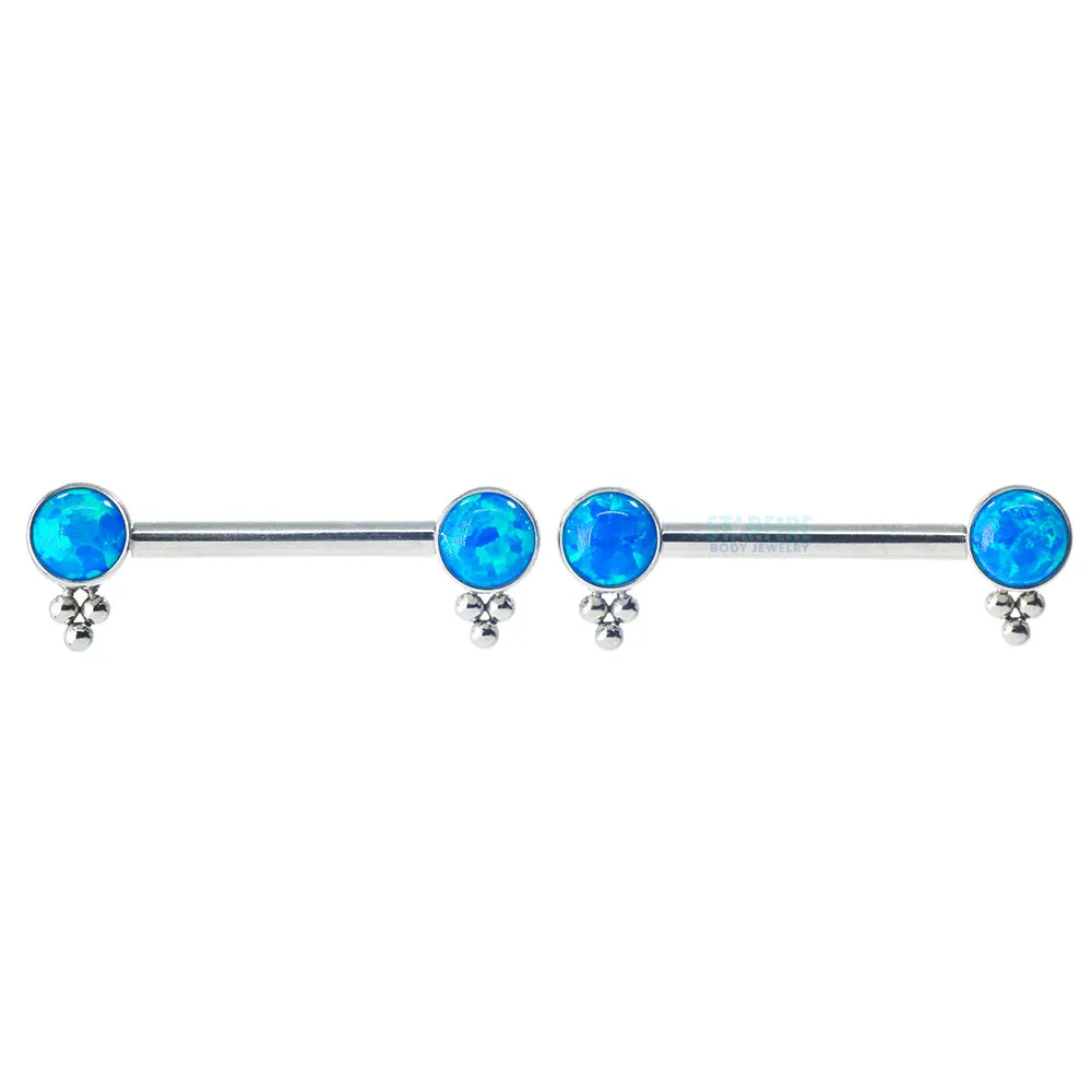 HC1TT 'Haute Couture' Side Set Opal Nipple Barbells - pair