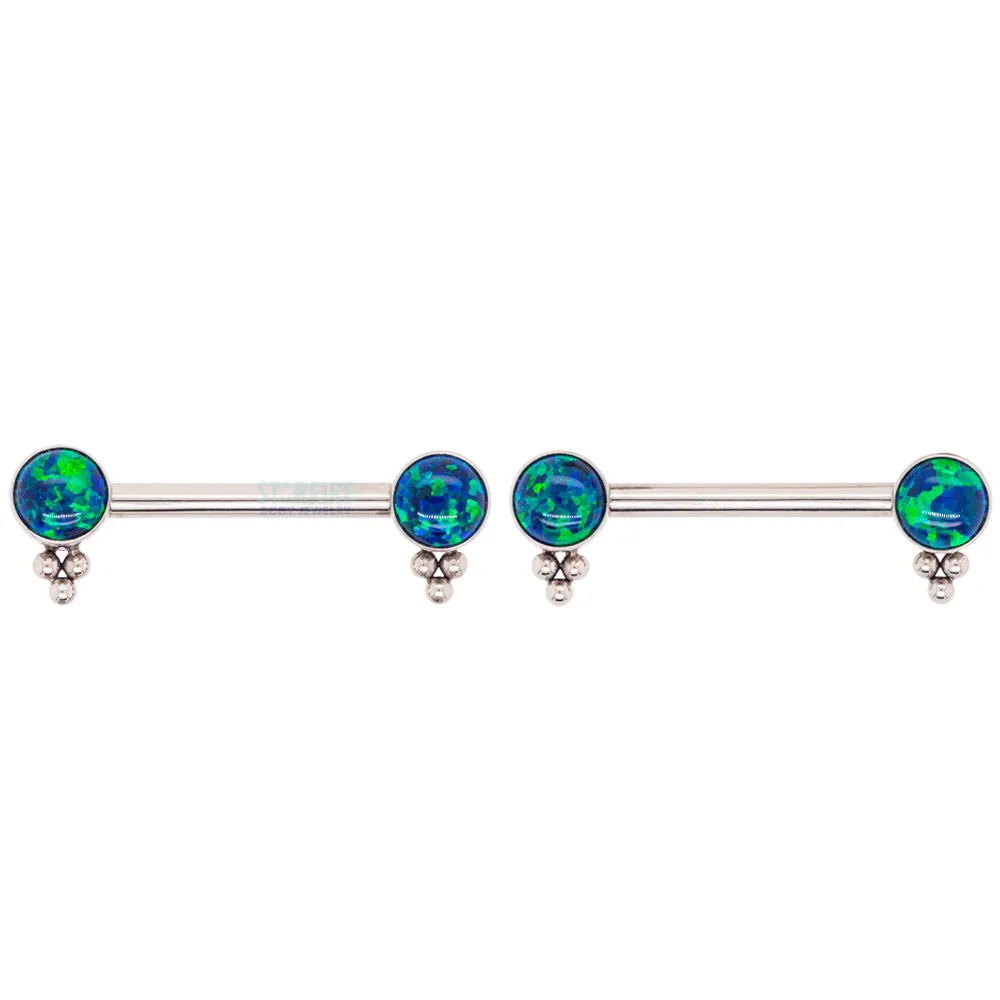 HC1TT 'Haute Couture' Side Set Opal Nipple Barbells - pair