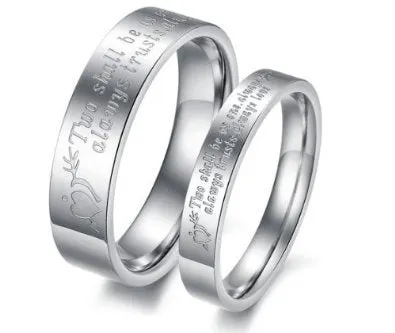 His & Hers Matching Set 5MM / 3MM Laser Engraved Titanium Wedding Band - 02BB06