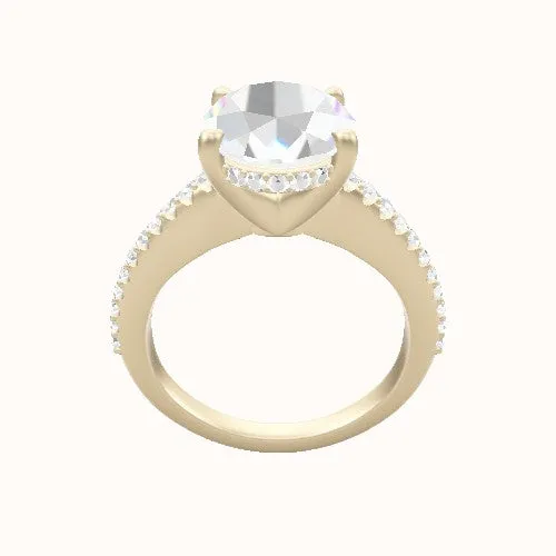 Illusion Set Shank Engagement Ring With V Prong with Hidden Halo Head