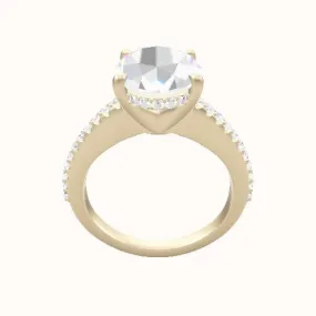 Illusion Set Shank Engagement Ring With V Prong with Hidden Halo Head