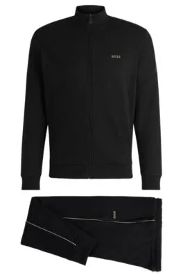 Interlock-cotton tracksuit with logo details