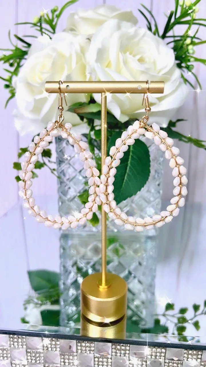 Ivory Crystal Gold Teardrop Earrings