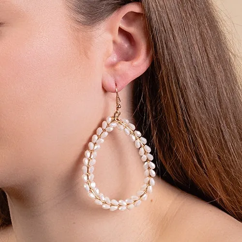 Ivory Crystal Gold Teardrop Earrings