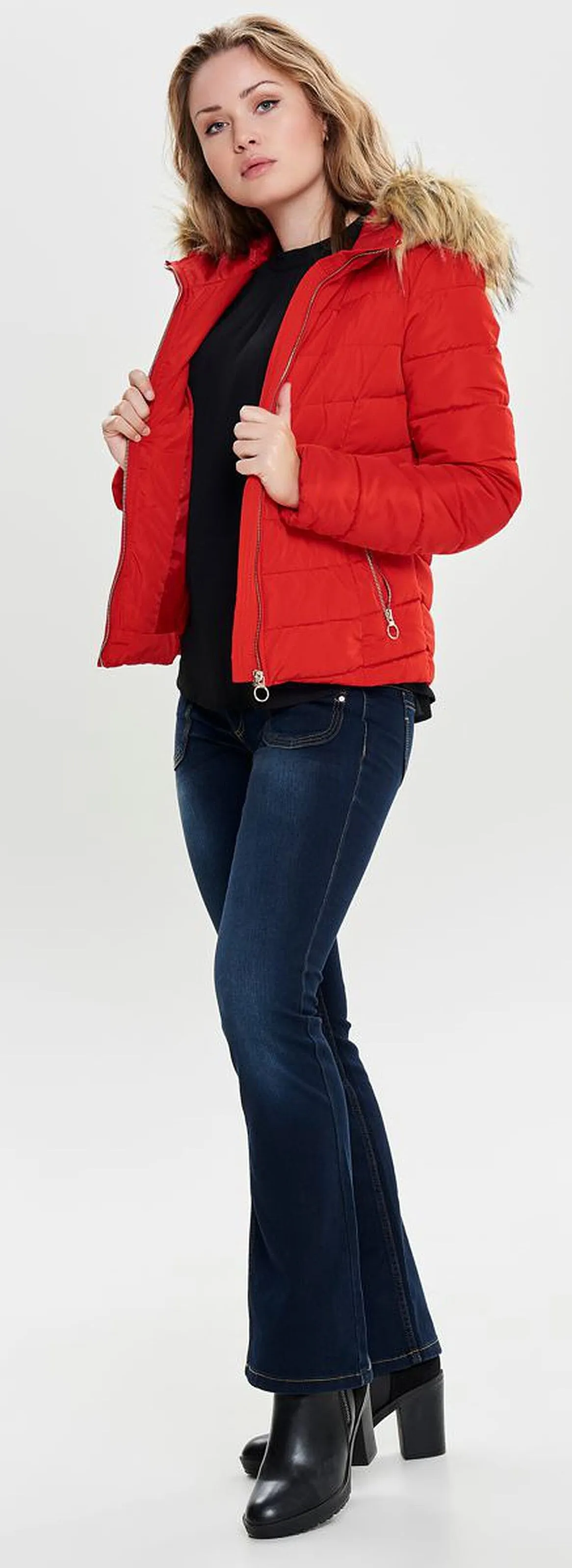 jacket ONLY Newellan Quilted Hood - Chinese Red - women´s