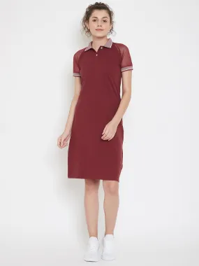 JUMP USA Women Solid Maroon T-shirt Dress