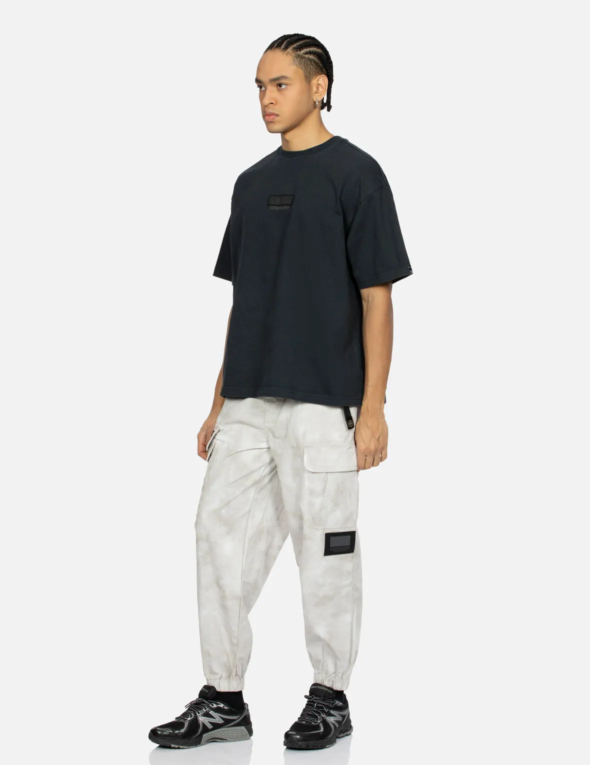 Kamon Embroidery Loose Fit Tie-Dye Cargo Joggers