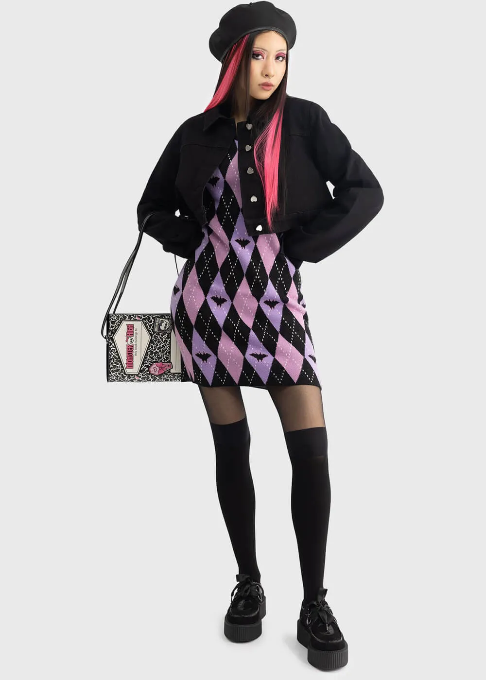 Killstar x Mattel Monster High Monsterlicious Knit Dress Black