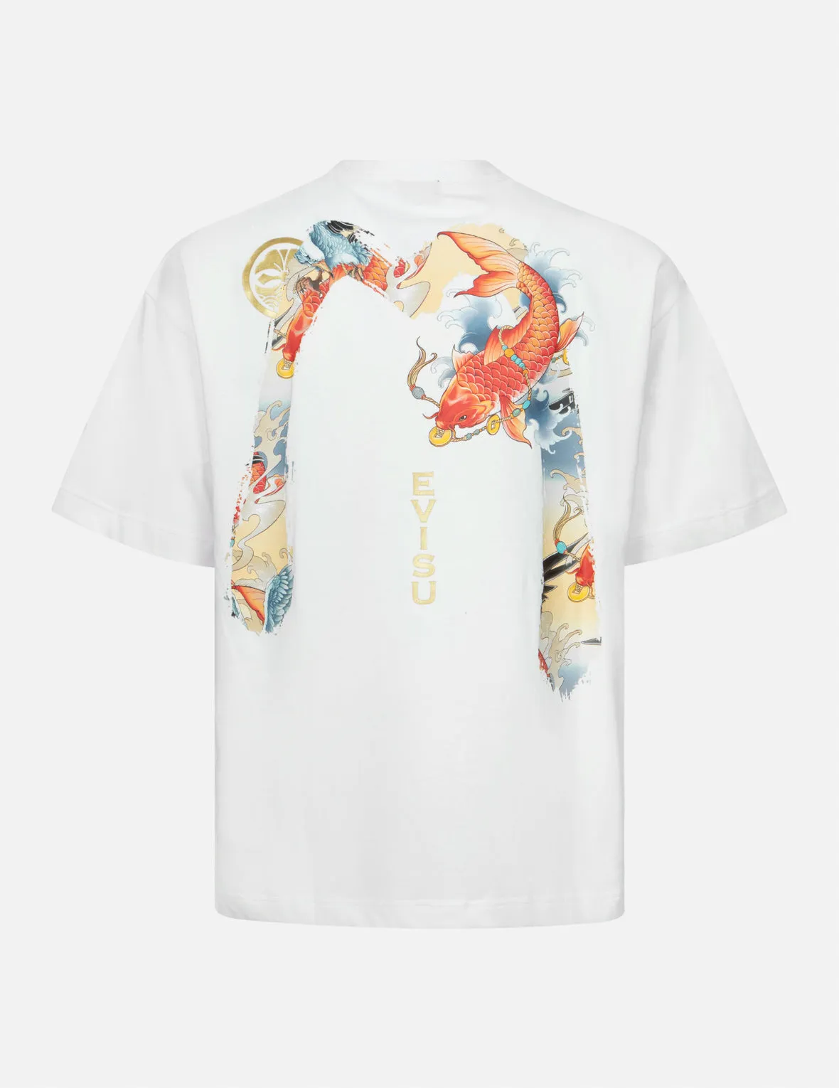 Koi and Seagull Brushstroke Daicock Digital Print Loose Fit T-shirt