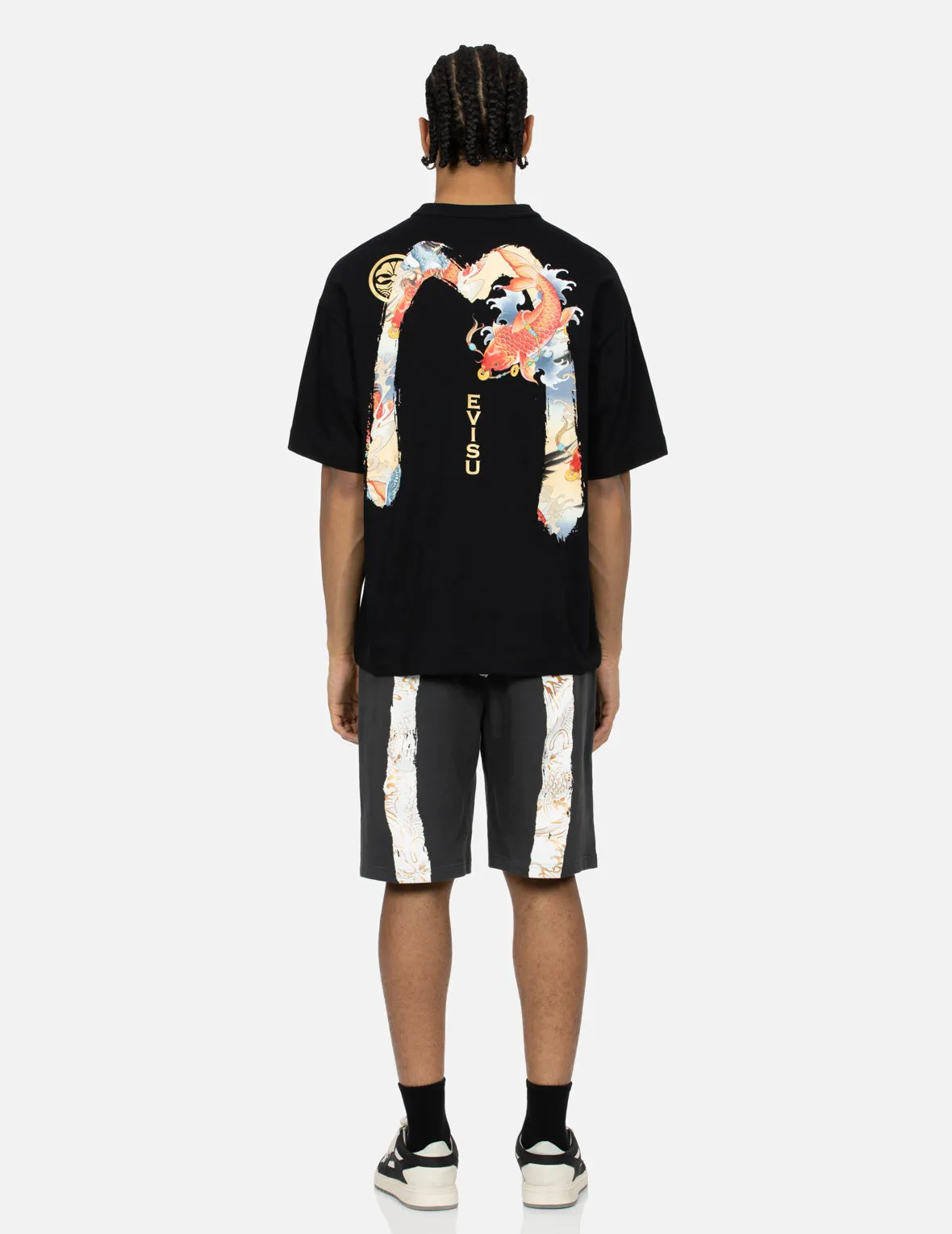 Koi and Seagull Brushstroke Daicock Digital Print Loose Fit T-shirt