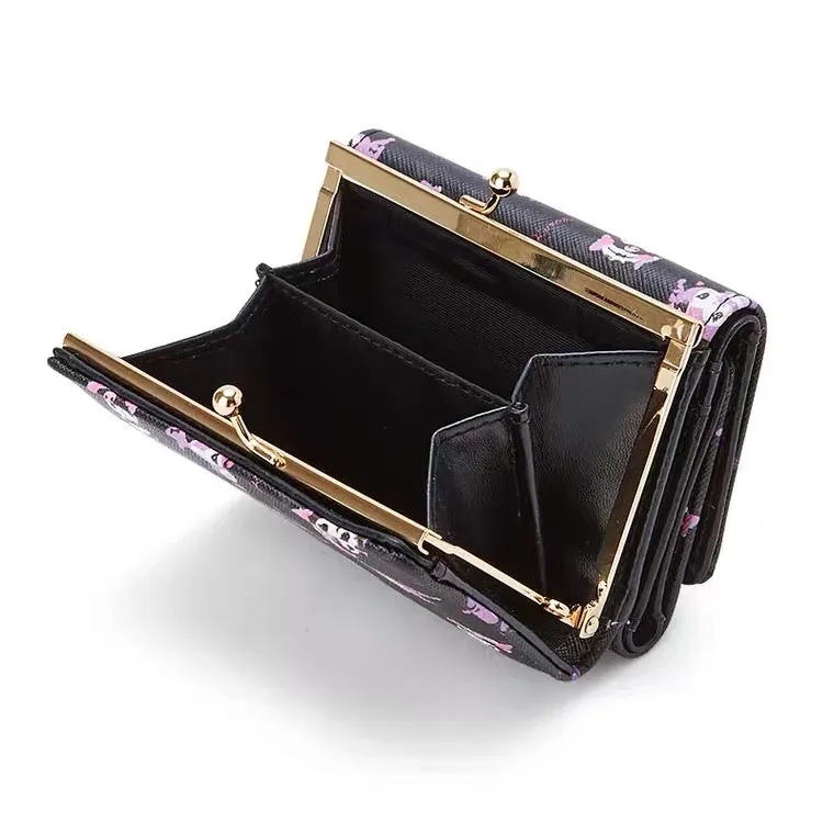 kuromi style black purple ribbon wallet