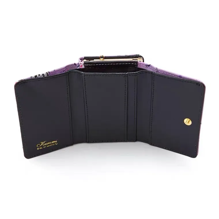 kuromi style black purple ribbon wallet