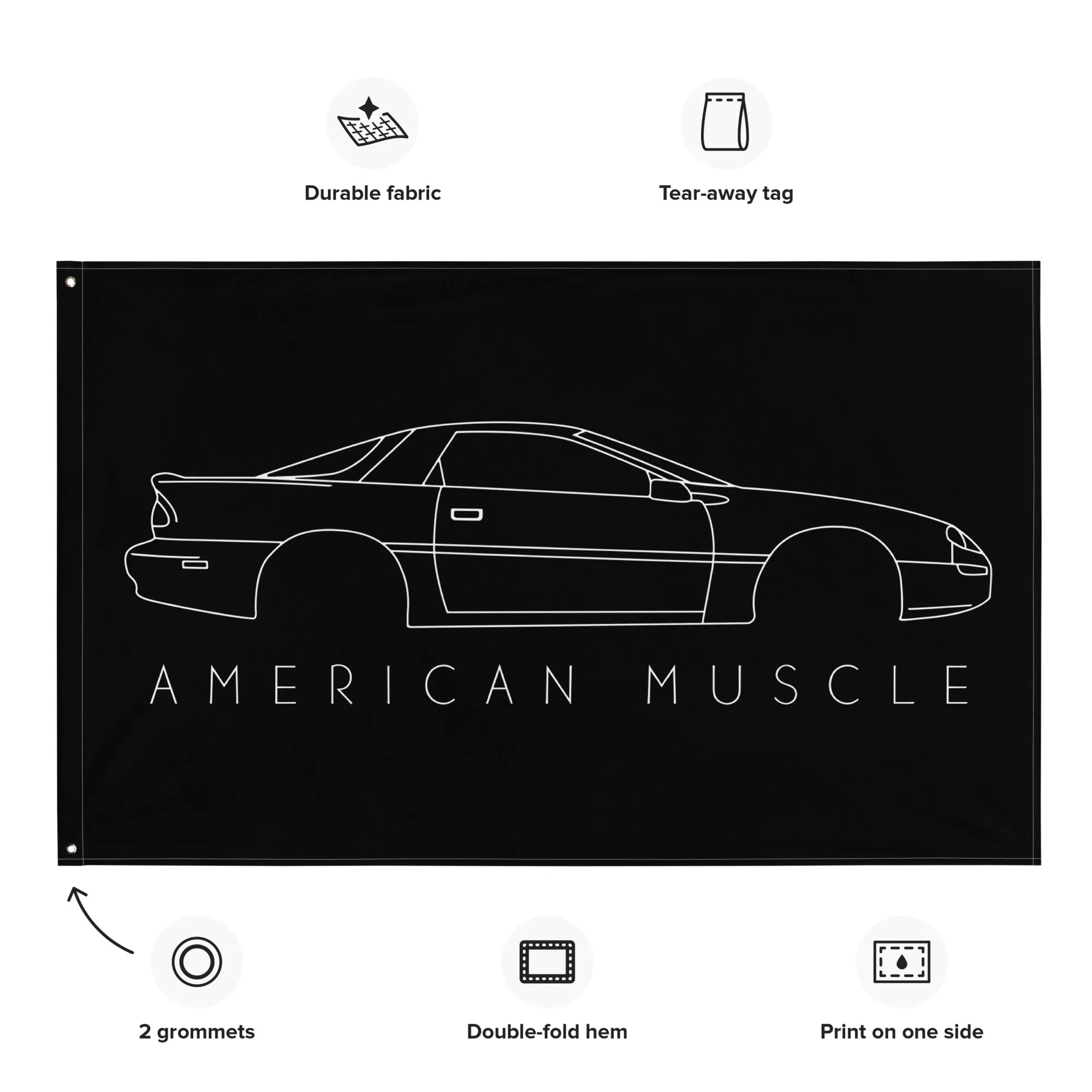 Late 4th Gen Camaro Line Art Flag , Garage Decor, Man Cave Art