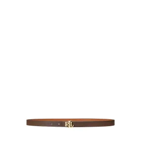 Leather Reversible Slim Belt with Logo