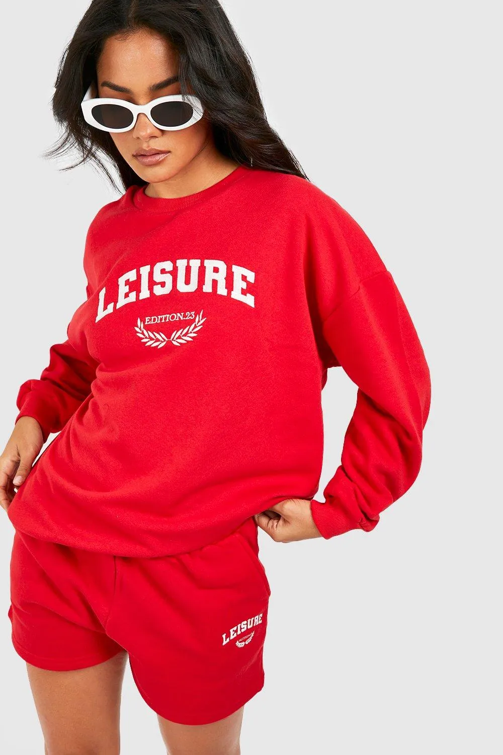 Leisure Embroidered Sweatshirt Short Tracksuit