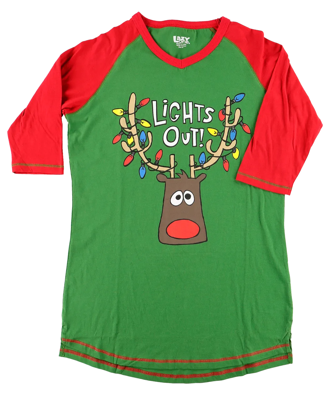 Lights Out! Women's Reindeer Tall Tee Medium