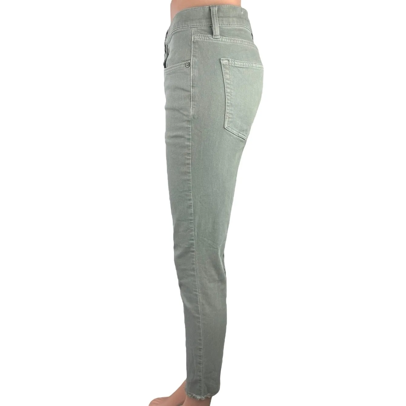 Loft Womens Gray Denim Mid Rise Raw Hem Modern Skinny Cropped Jeans Pants Size 2