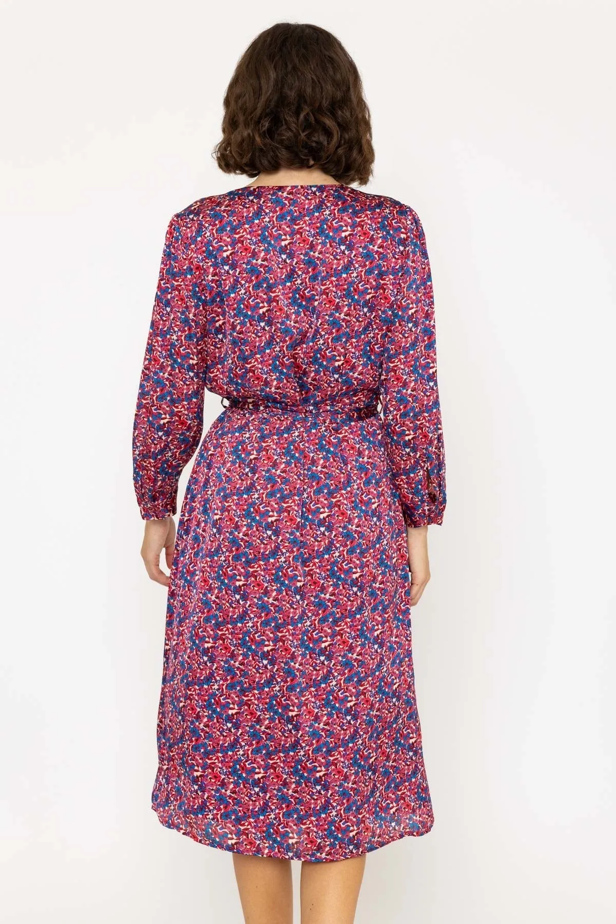 Long Sleeve Red Floral Jennifer Midi Dress