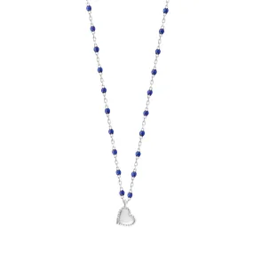 Lucky Heart Mini Gigi Lapis necklace, White Gold, 15.7