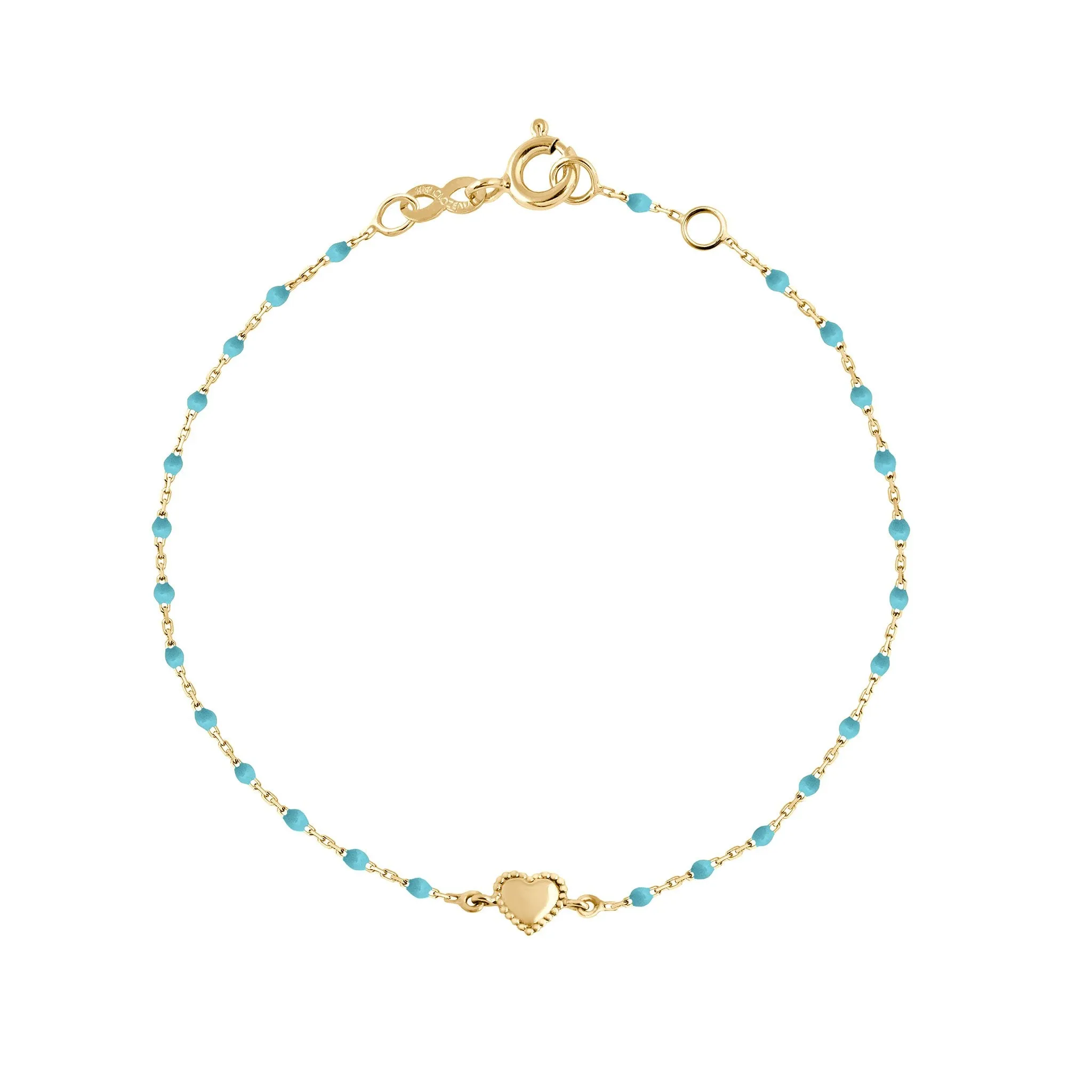 Lucky Heart Mini Gigi Turquoise bracelet, Yellow Gold, 6.7