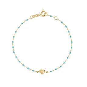 Lucky Heart Mini Gigi Turquoise bracelet, Yellow Gold, 6.7