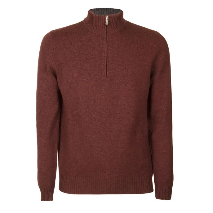 LUPETTO ZIP MISTO LANA Uomo Bordeaux