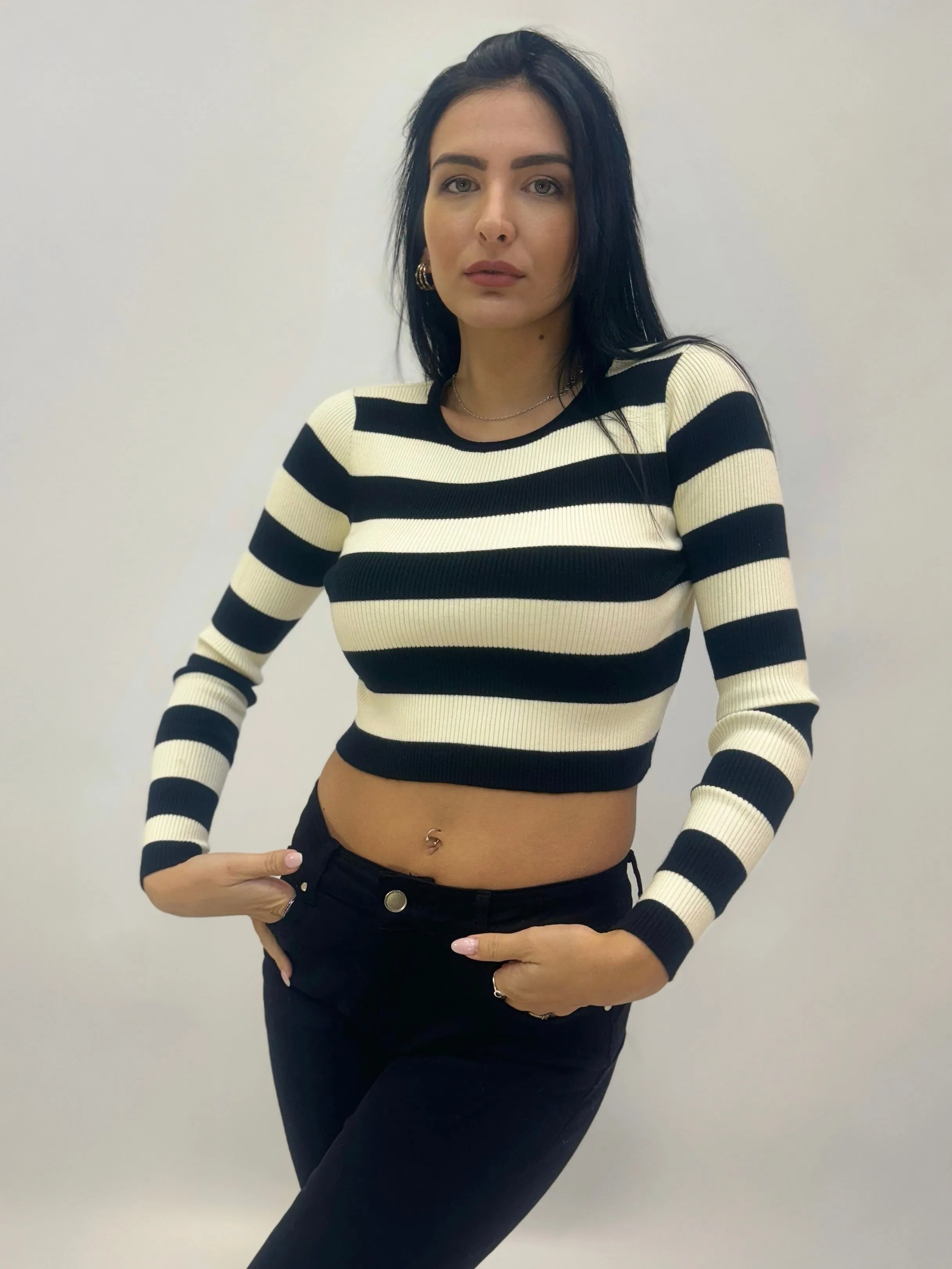 Maglia crop maniche lunghe