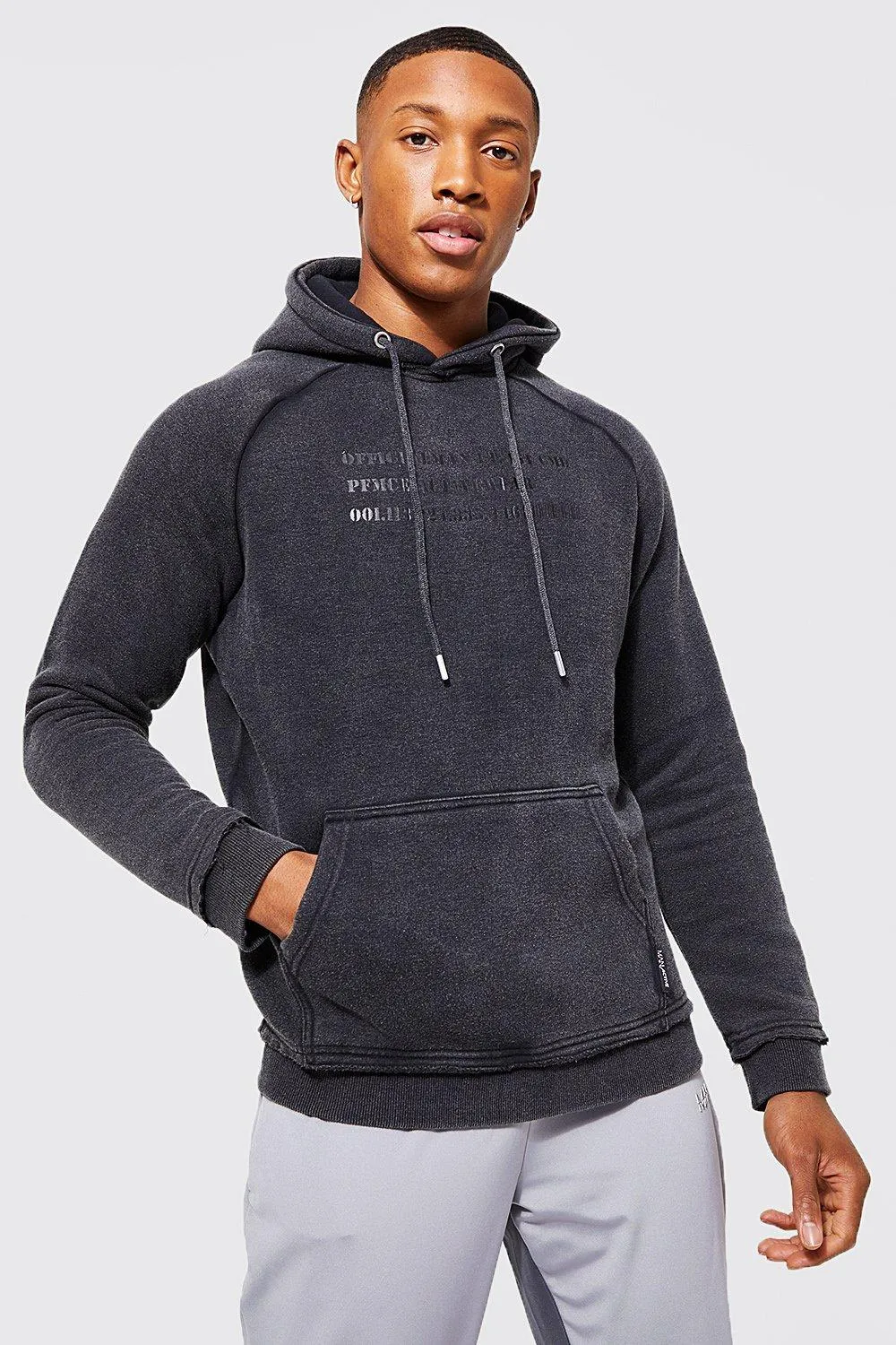 Man Active Gym Acid Wash Hoodie | boohooMAN UK