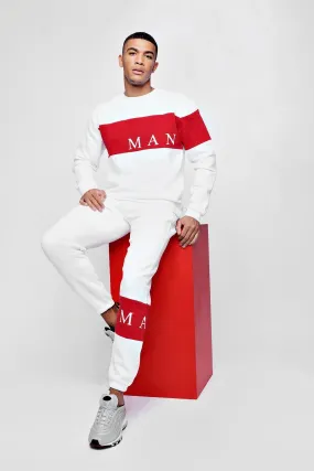 MAN Sport Contrast Panel 90s Tracksuit | boohooMAN UK