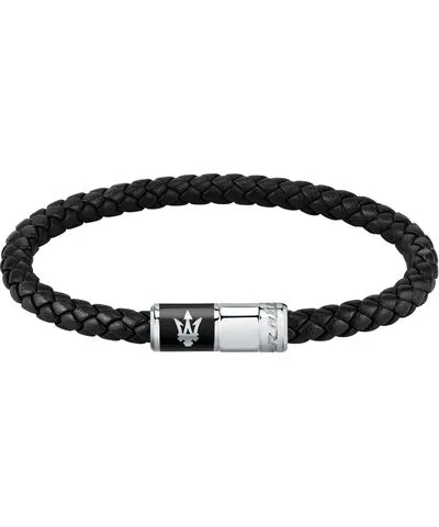 Maserati Accessories Maserati Jewels Recycled Leather And Stainless Steel Bracelet JM222AVE07 For Men