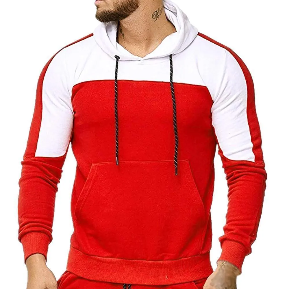 Men Tracksuit Casual Slim Patchwork Hoodie And Jogger Pants